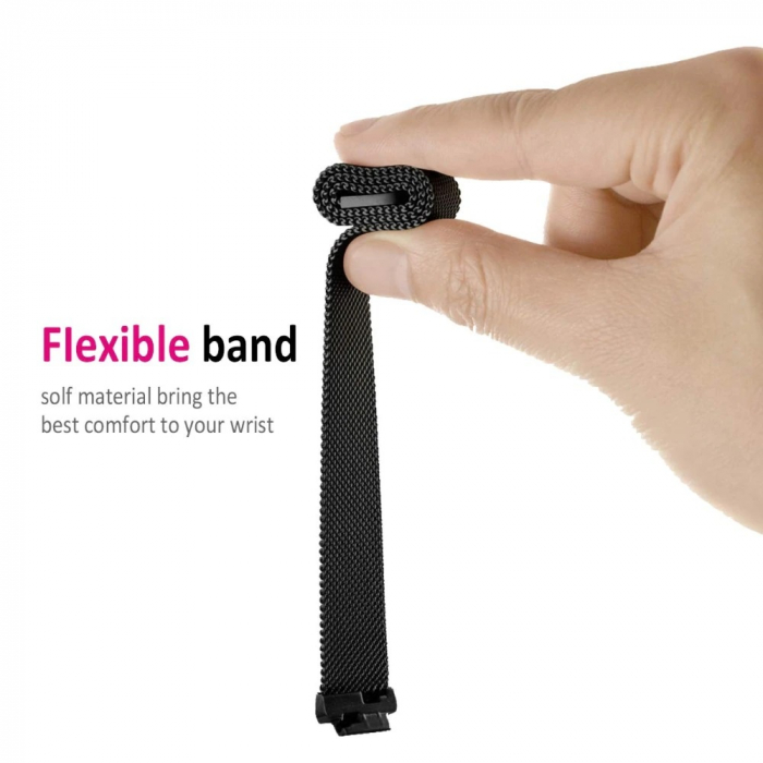Bratara din otel inoxidabil compatibil Fitbit Inspire / HR - Negru, Inchidere magnetica [5]