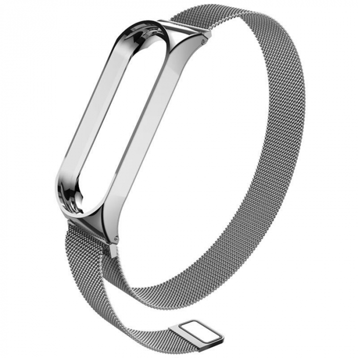 Bratara din otel inoxidabil, compatibil Xiaomi Mi Band 5 / 6, Inchidere magnetica, Argintiu [2]