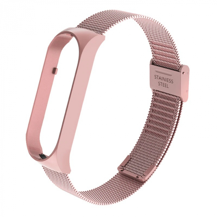 Bratara din otel inoxidabil, compatibil Xiaomi Mi Band 5, Inchidere de ceas, Roz [1]