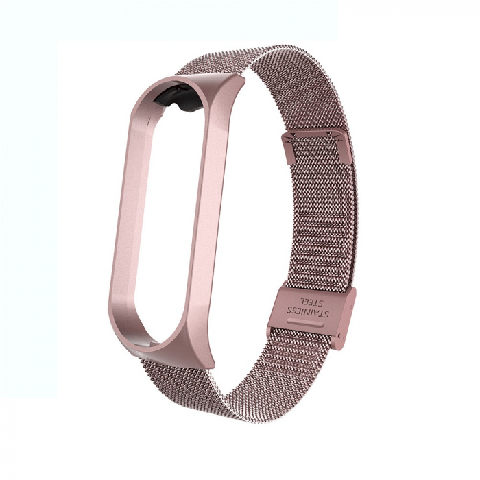 Bratara din otel inoxidabil, compatibil Xiaomi Mi Band 5, Inchidere de ceas, Roz [4]