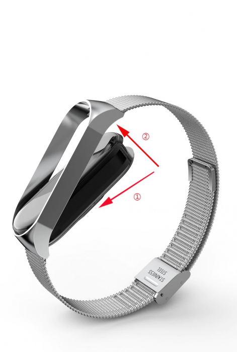 Bratara din otel inoxidabil, compatibil Xiaomi Mi Band 5 / Mi Band 6, Inchidere de ceas, Argintiu [6]