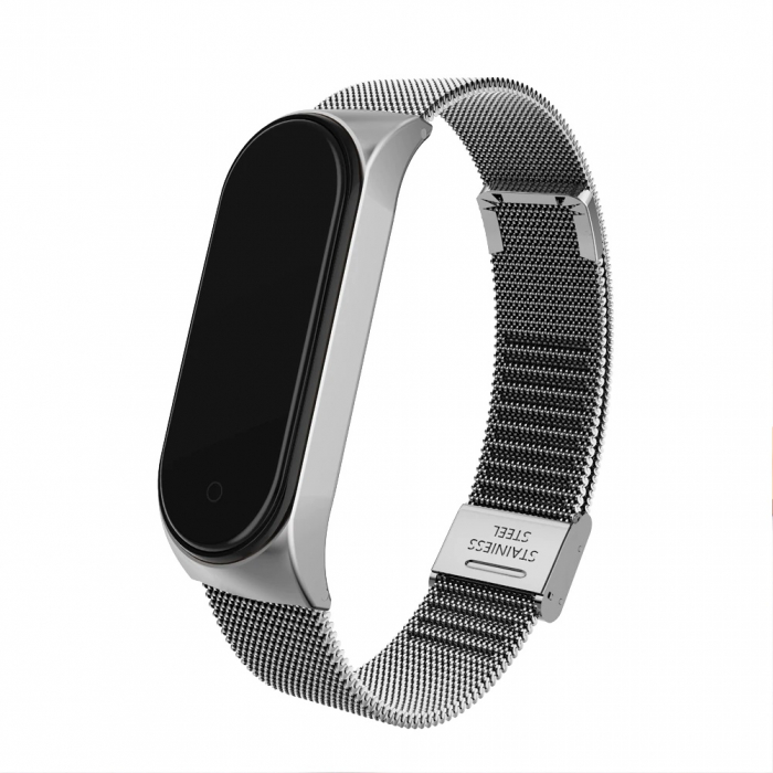 Bratara din otel inoxidabil, compatibil Xiaomi Mi Band 5 / Mi Band 6, Inchidere de ceas, Argintiu [3]