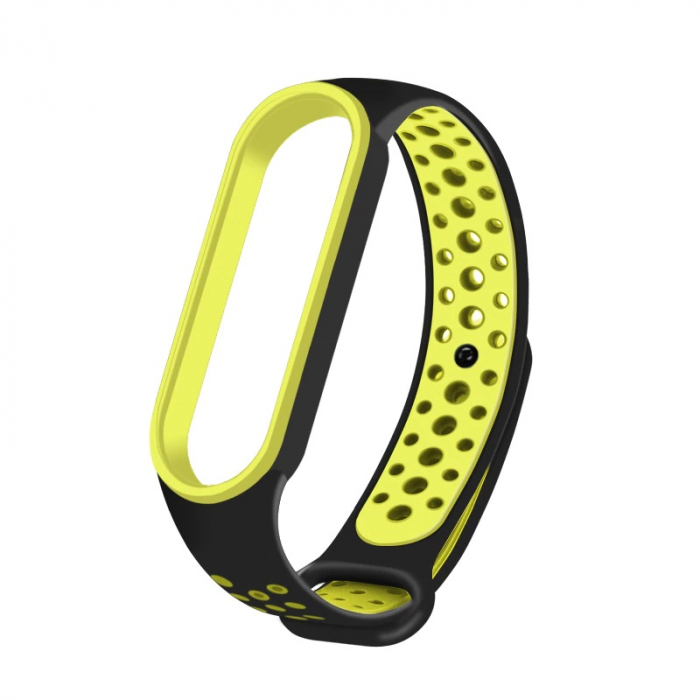 Bratara din silicon, compatibil Xiaomi Mi Band 5 / Mi Band 6 Negru Verde Lemon [1]