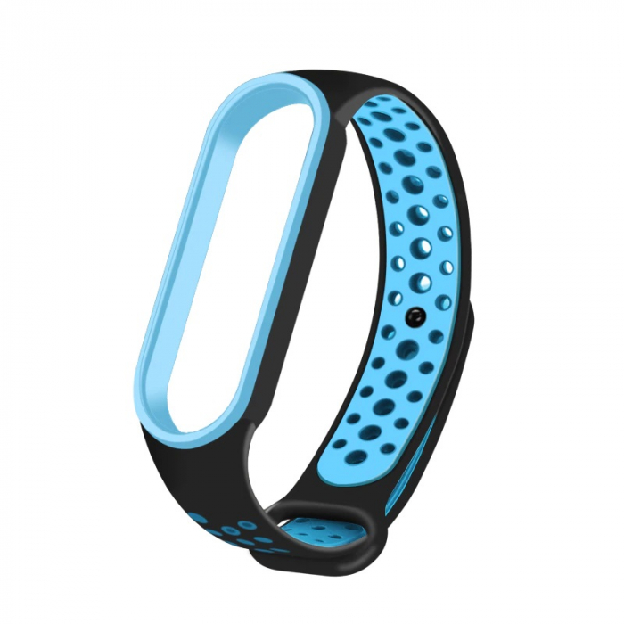 Bratara din silicon, compatibil Xiaomi Mi Band 5 / Mi Band 6, Negru Albastru [1]