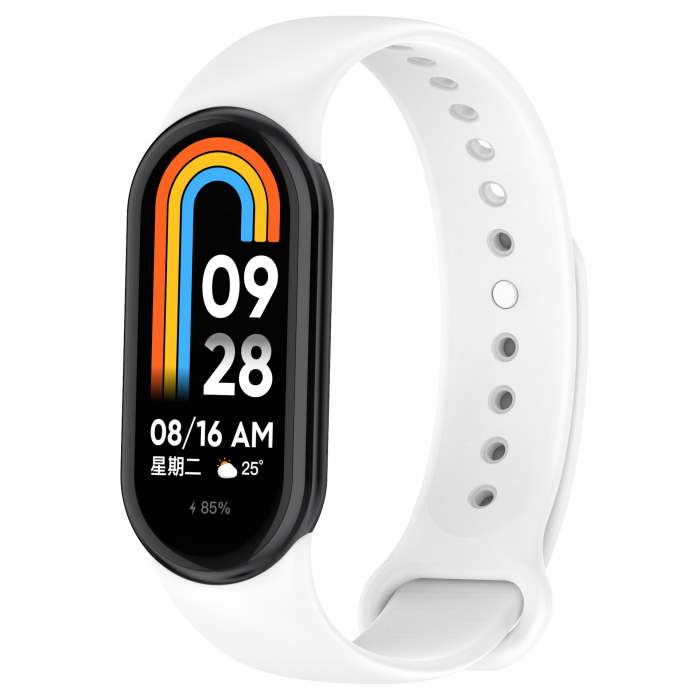 Bratara din silicon cu PIN de Metal, compatibil Xiaomi Mi Band 8/9, PHN Mag, Alb [2]