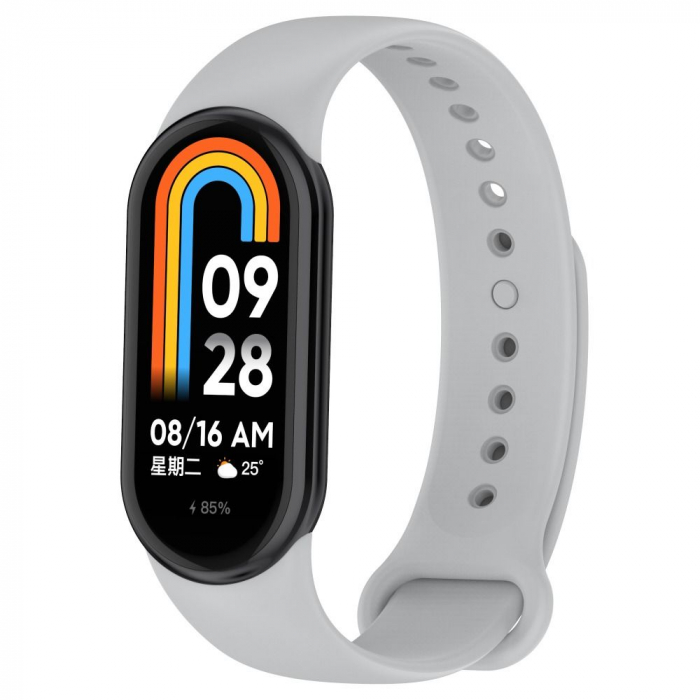 Bratara din silicon cu PIN de Metal, compatibil Xiaomi Mi Band 8/9, PHN Mag, Gri [2]
