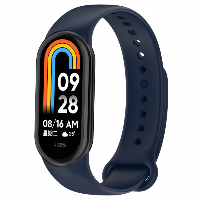 Bratara din silicon cu PIN de Metal, compatibil Xiaomi Mi Band 8/9, PHN Mag, Midnightblue [2]