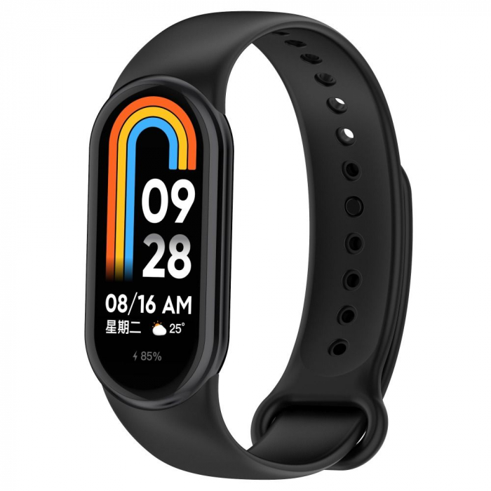 Bratara din silicon cu PIN de Metal, compatibil Xiaomi Mi Band 8/9, PHN Mag, Negru [2]