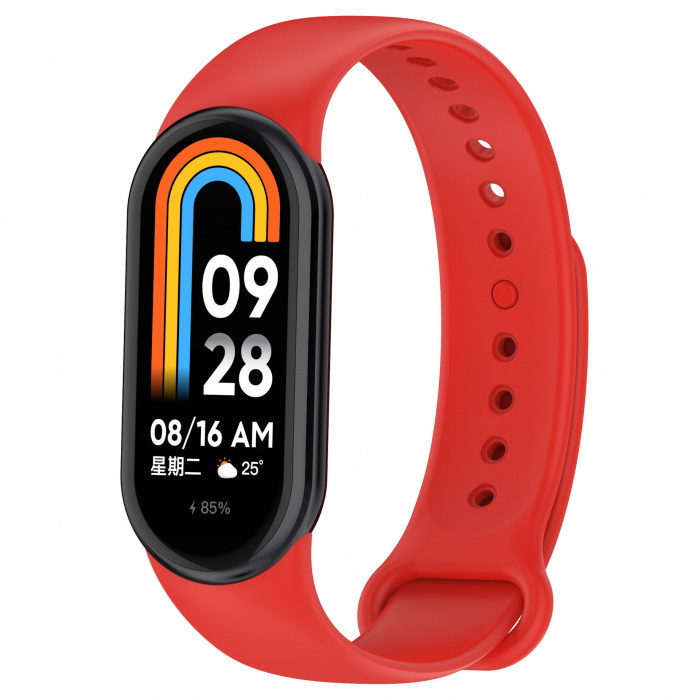 Bratara din silicon cu PIN de Metal, compatibil Xiaomi Mi Band 8/9, PHN Mag, Rosu [2]