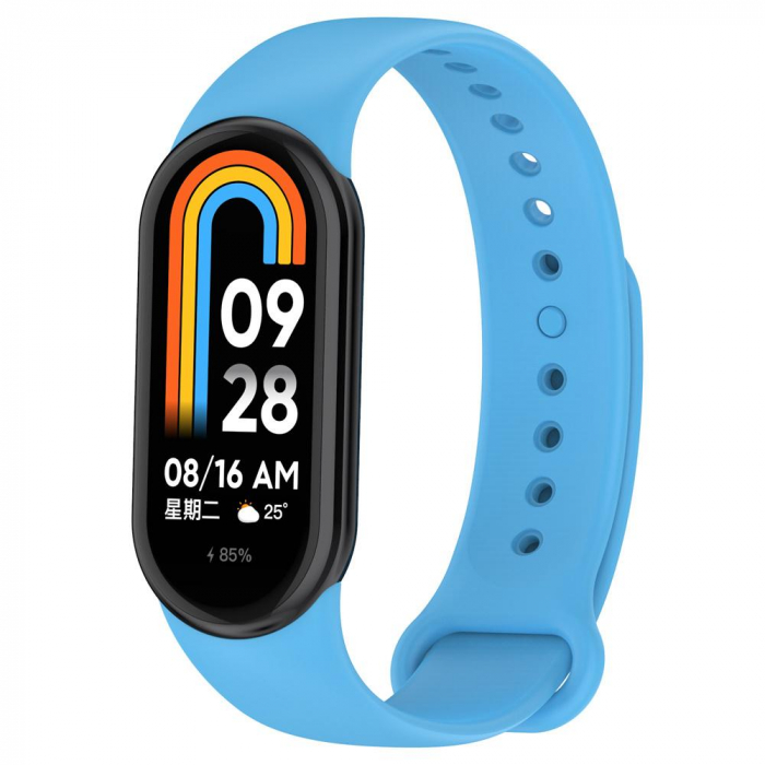 Bratara din silicon cu PIN de Metal, compatibil Xiaomi Mi Band 8/9, PHN Mag, Teal Blue / Albastru deschis [2]