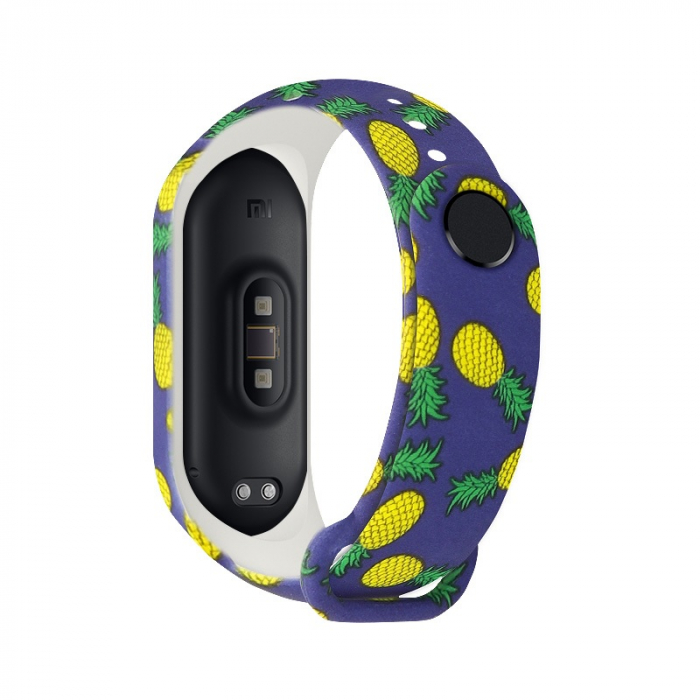 Bratara din silicon, pentru Xiaomi Mi Band 5 6, Mov cu ananas [1]
