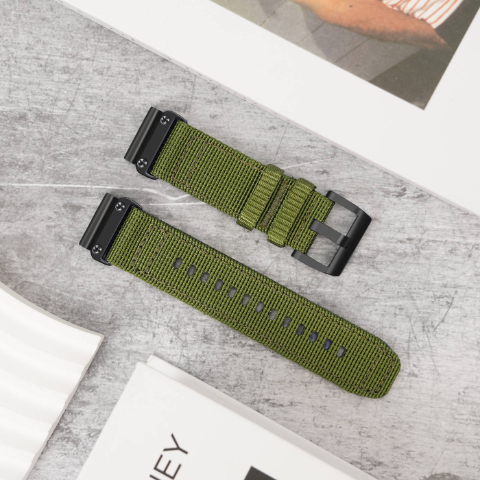 Bratara Quick Release 22mm din material textil pentru smartwatch Garmin Fenix 5, Fenix 6, Fenix 7, Tactix 7, Fenix 6 Pro, Fenix 6 Pro Sapphire Edition, Forerunner 935, Forerunner 945,PHN Mag – Verde [2]