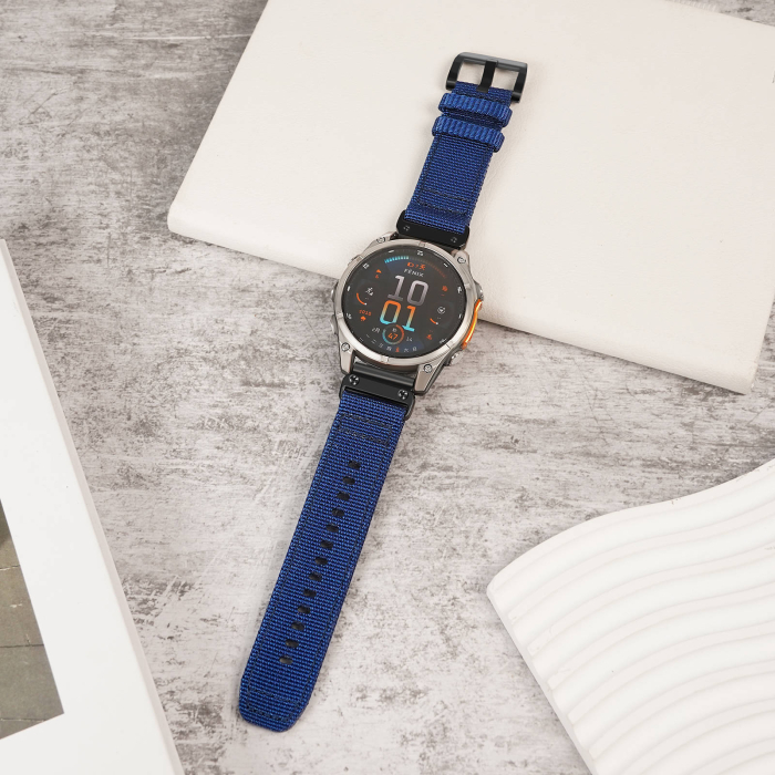 Bratara Quick Release 22mm din material textil pentru smartwatch Garmin Fenix 5, Fenix 6, Fenix 7, Tactix 7, Fenix 6 Pro, Fenix 6 Pro Sapphire Edition, Forerunner 935, Forerunner 945,PHN Mag Albastru [3]