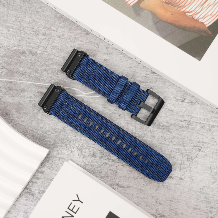 Bratara Quick Release 26mm material textil pentru smartwatch Garmin Fenix 6X / 6x pro/ 5x / 5x Puls / Fenix 3 / 3 HR / 3 sapphire / Fenix 7X/ Fenix 7X PRO/ Tactix Bravo / Descent Mk1, Albastru [4]