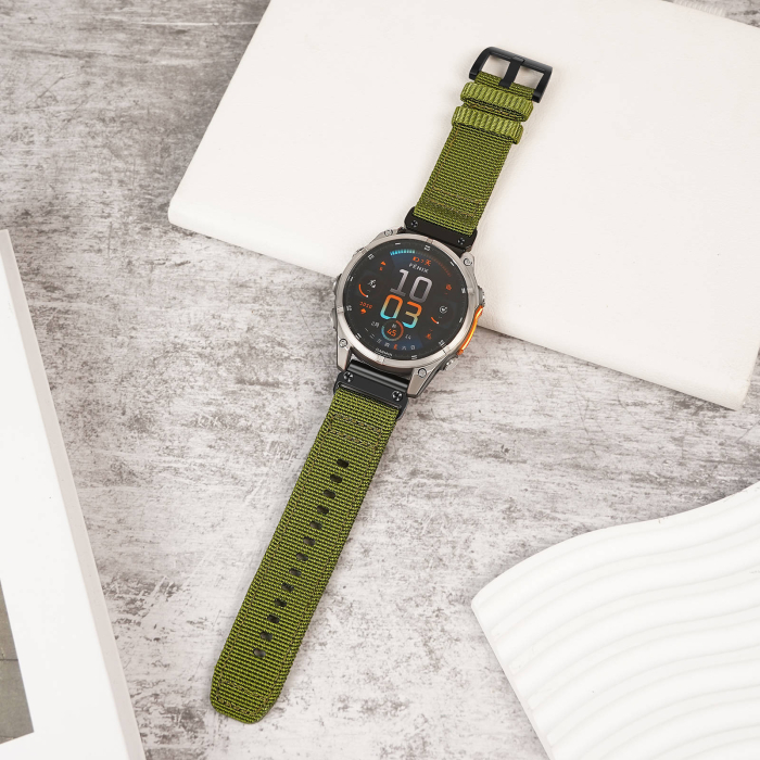 Bratara Quick Release 26mm material textil pentru smartwatch Garmin Fenix 6X / 6x pro/ 5x / 5x Puls / Fenix 3 / 3 HR / 3 sapphire / Fenix 7X/ Fenix 7X PRO/ Tactix Bravo / Descent Mk1, Verde [4]