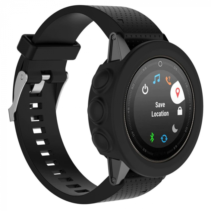 Carcasa de protectie din silicon compatibila Garmin Fenix 5 S , protectie smartwatch, negru. [2]