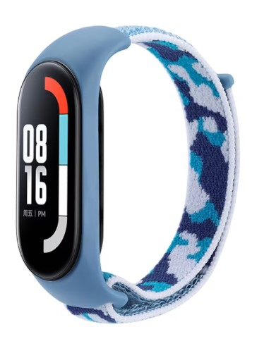 Curea Bratara Fitness compatibil Xiaomi Mi Band 3 / 4 / 5 / 6, PHN Mag, din material textil cu arici rezistenta la apa, Albastru Armata [1]