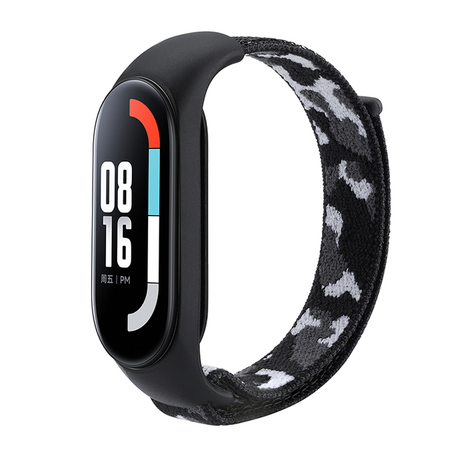 Curea Bratara Fitness compatibil Xiaomi Mi Band 3 / 4 / 5 / 6, PHN Mag, din material textil cu arici rezistenta la apa, Negru Armata [1]