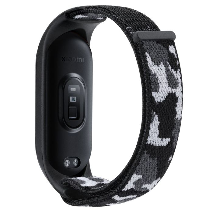 Curea Bratara Fitness compatibil Xiaomi Mi Band 3 / 4 / 5 / 6, PHN Mag, din material textil cu arici rezistenta la apa, Negru Armata [2]