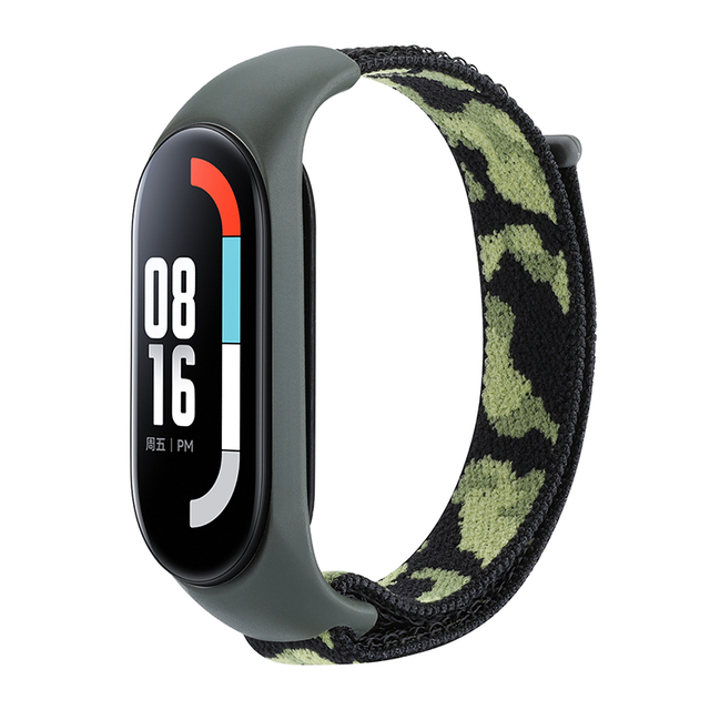 Curea Bratara Fitness compatibil Xiaomi Mi Band 3 / 4 / 5 / 6, PHN Mag, din material textil cu arici rezistenta la apa, Verde Armata [1]