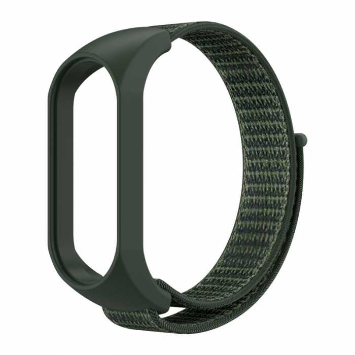 Curea Bratara Fitness compatibil Xiaomi Mi Band 7, PHN Mag, din material textil cu arici rezistenta la apa, Army Green [1]