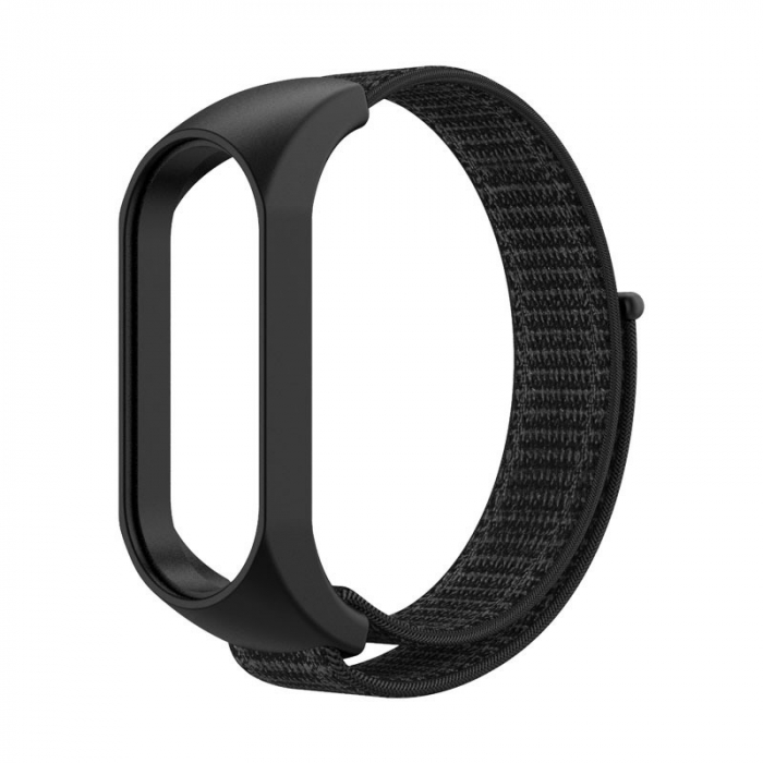 Curea Bratara Fitness compatibil Xiaomi Mi Band 7, PHN Mag, din material textil cu arici rezistenta la apa, Negru [1]