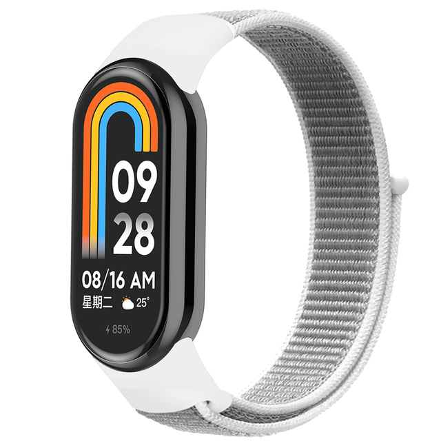 Curea Bratara Fitness compatibil Xiaomi Mi Band 8/9, PHN Mag, din material textil cu arici rezistenta la apa, Alb [2]