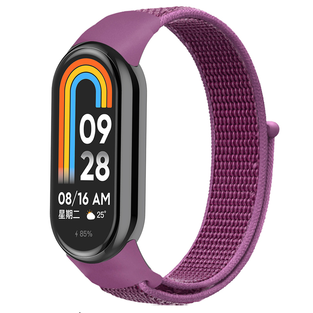 Curea Bratara Fitness compatibil Xiaomi Mi Band 8/9, PHN Mag, din material textil cu arici rezistenta la apa, Mov [1]