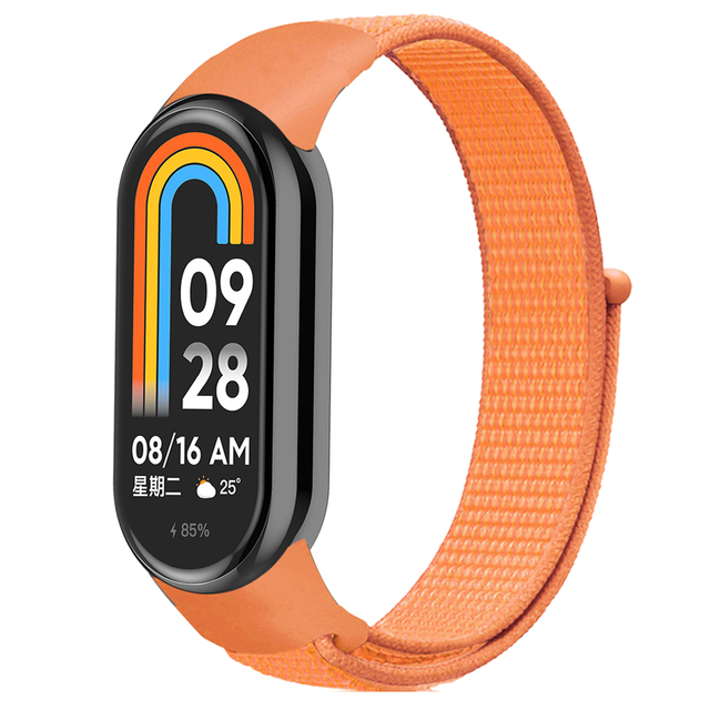 Curea Bratara Fitness compatibil Xiaomi Mi Band 8/9, PHN Mag, din material textil cu arici rezistenta la apa, Portocaliu [1]