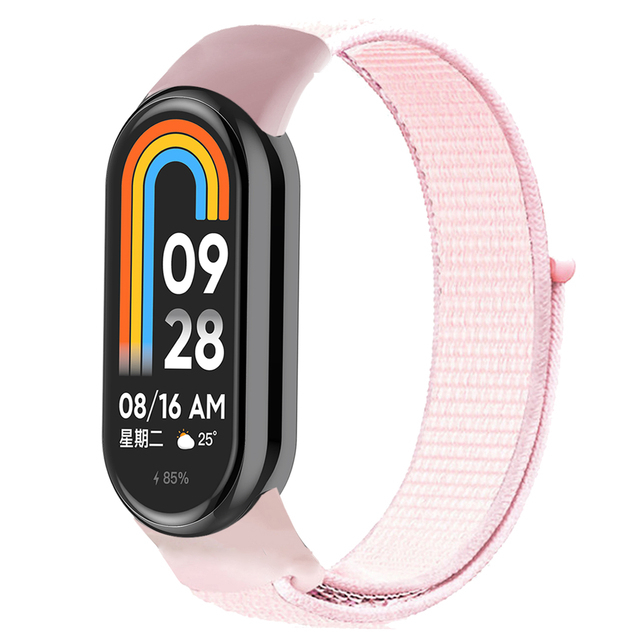 Curea Bratara Fitness compatibil Xiaomi Mi Band 8/9, PHN Mag, din material textil cu arici rezistenta la apa, Roz [2]
