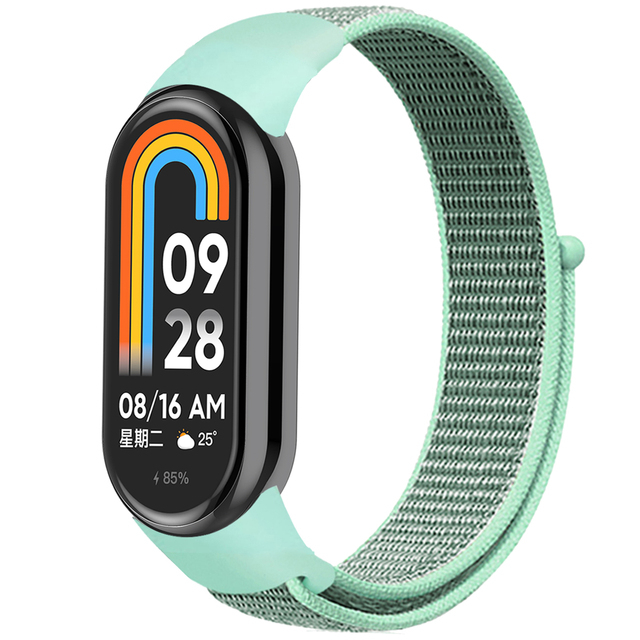 Curea Bratara Fitness compatibil Xiaomi Mi Band 8/9, PHN Mag, din material textil cu arici rezistenta la apa, Verde [2]