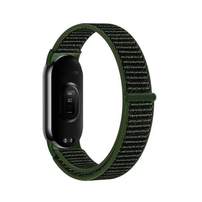 Curea Bratara Fitness compatibil Xiaomi Mi Band 8/9, PHN Mag, din material textil cu arici rezistenta la apa, Verde Armata [3]