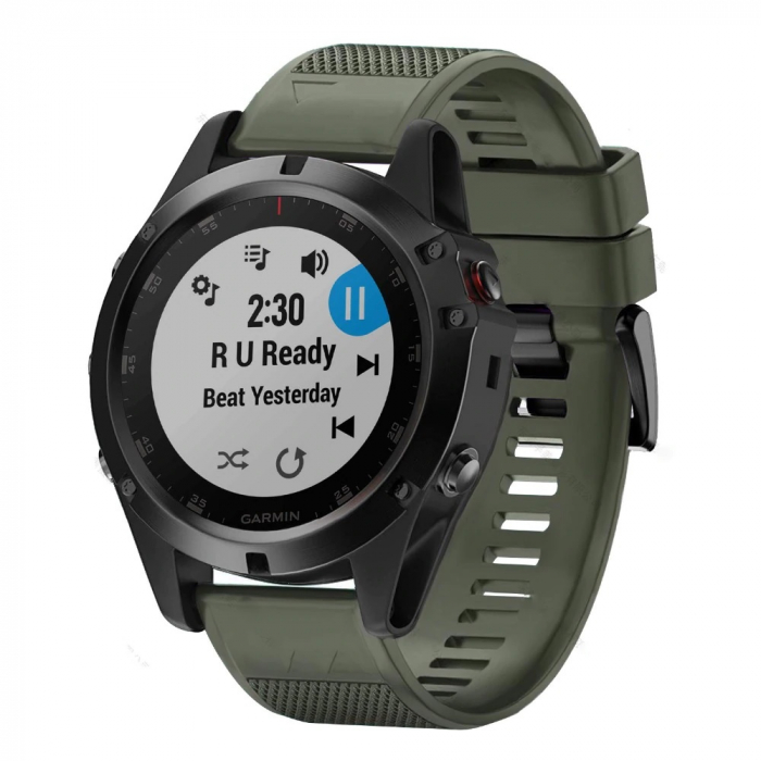 Curea Bratara Quick Release pentru smartwatch Garmin Fenix 5, 5S , Fenix 6, Fenix 6 Pro, Fenix 6 Pro Sapphire Edition, Forerunner 935, Forerunner 945, 22 mm , Green Army cu surubelnita inclusa [4]