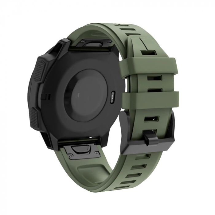 Curea Bratara Quick Release pentru smartwatch Garmin Fenix 6 / 6X / 6x pro solar / 5x / 5x Puls / Fenix 3 / 3 HR / 3 sapphire / D2 Bravo / Quaitx3 / Tactix Bravo / Descent Mk1 , 26 mm , Green Army cu [2]