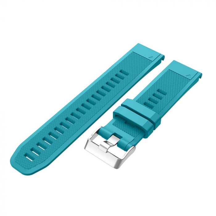 Curea Bratara Quick Release pentru smartwatch Garmin Fenix 5, Fenix 6, Fenix 6 Pro, Fenix 6 Pro Sapphire Edition, Forerunner 935, Forerunner 945, 22 mm, Cyan cu surubelnita inclusa [2]