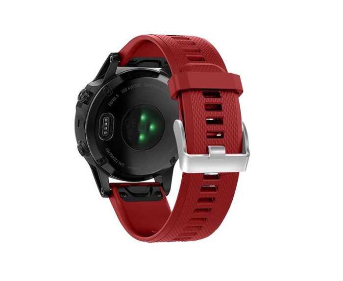 Curea Bratara Quick Release pentru smartwatch Garmin Fenix 6 / 6X / 6x pro solar / 5x / 5x Puls / Fenix 3 / 3 HR / 3 sapphire / D2 Bravo / Quaitx3 / Tactix Bravo / Descent Mk1 , 26 mm , Rosu [5]