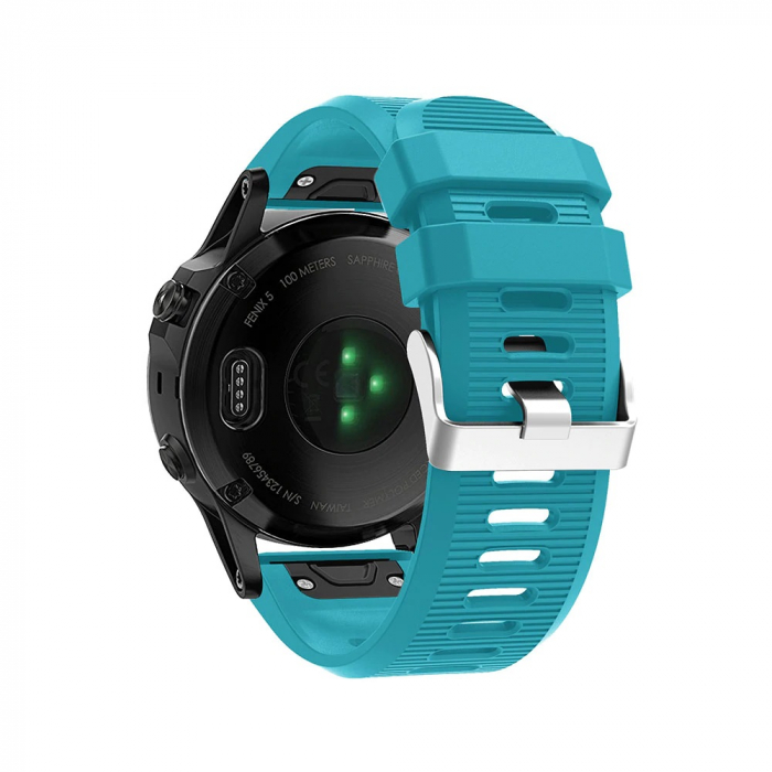 Curea Bratara Quick Release pentru smartwatch Garmin Fenix 6 / 6X / 6x pro solar / 5x / 5x Puls / Fenix 3 / 3 HR / 3 sapphire / D2 Bravo / Quaitx3 / Tactix Bravo / Descent Mk1 , 26 mm , Teal Blue cu s [5]