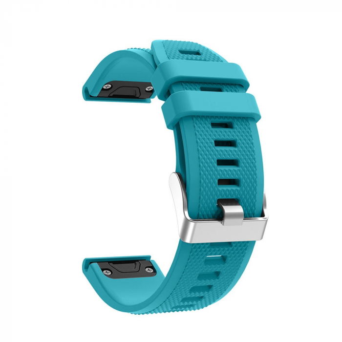 Curea Bratara Quick Release pentru smartwatch Garmin Fenix 6 / 6X / 6x pro solar / 5x / 5x Puls / Fenix 3 / 3 HR / 3 sapphire / D2 Bravo / Quaitx3 / Tactix Bravo / Descent Mk1 , 26 mm , Teal Blue cu s [3]