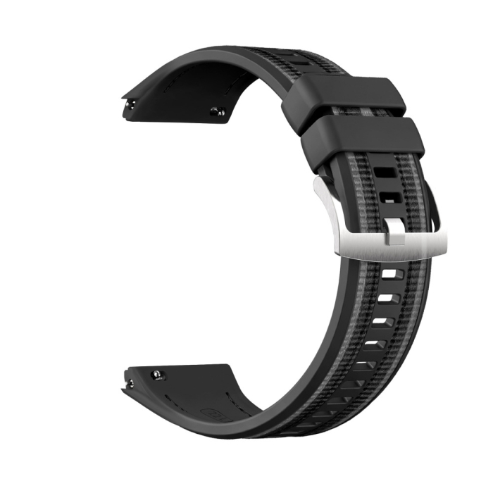 Curea Ceas pentru Huawei Watch GT6 Pro, 22mm Silicon cu Insertie Textila Negru/Black, Hibrida, 46mm [2]