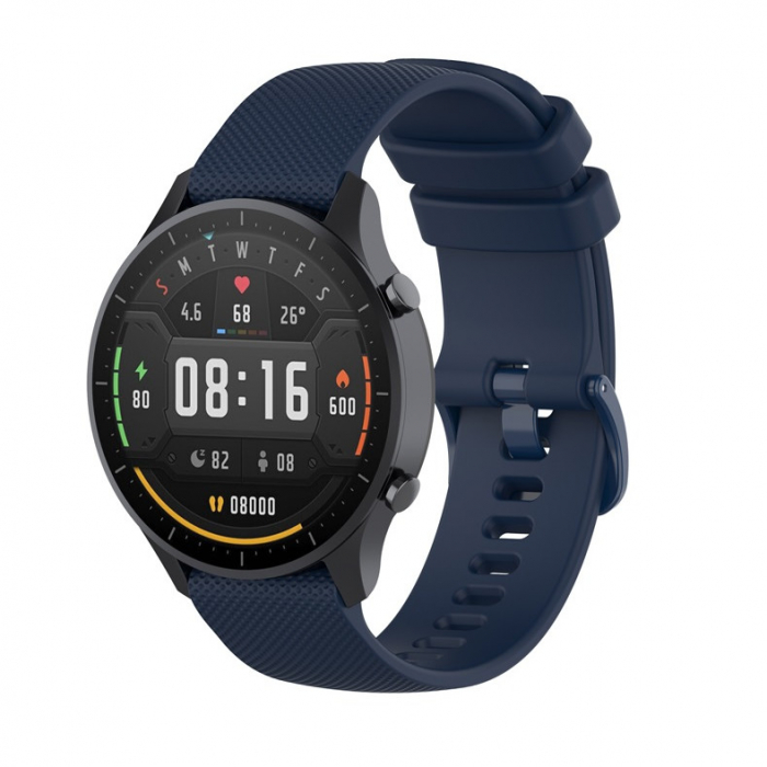 Curea compatibila 22 mm Xiaomi Mi Watch smartwatch, din silicon, Bleumarin, Quick Release [3]