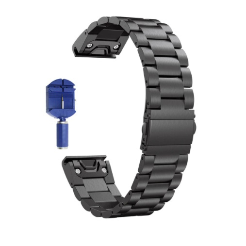 Curea compatibila Garmin Fenix 5, Fenix 6, Fenix 6 Pro, Fenix 6 Pro Sapphire Edition, Forerunner 935, Forerunner 945, din otel inoxidabil cu sistem Quick release smartwatch 22 mm, Negru / Black [3]