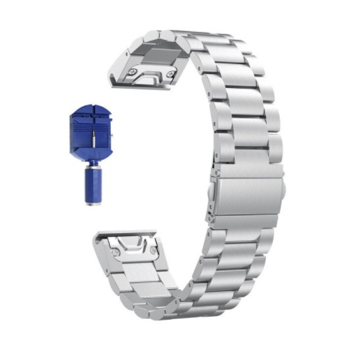 Curea compatibila Garmin Fenix 6X / 6x pro solar/ 5x / 5x Puls / Fenix 3 / 3 HR / 3 sapphire / D2 Bravo / Quaitx3 / Tactix Bravo / Descent Mk1, 26 mm, din otel inoxidabil cu sistem Quick release smart [2]