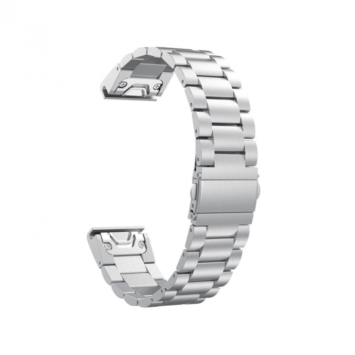Curea compatibila Garmin Fenix 6X / 6x pro solar/ 5x / 5x Puls / Fenix 3 / 3 HR / 3 sapphire / D2 Bravo / Quaitx3 / Tactix Bravo / Descent Mk1, 26 mm, din otel inoxidabil cu sistem Quick release smart [1]