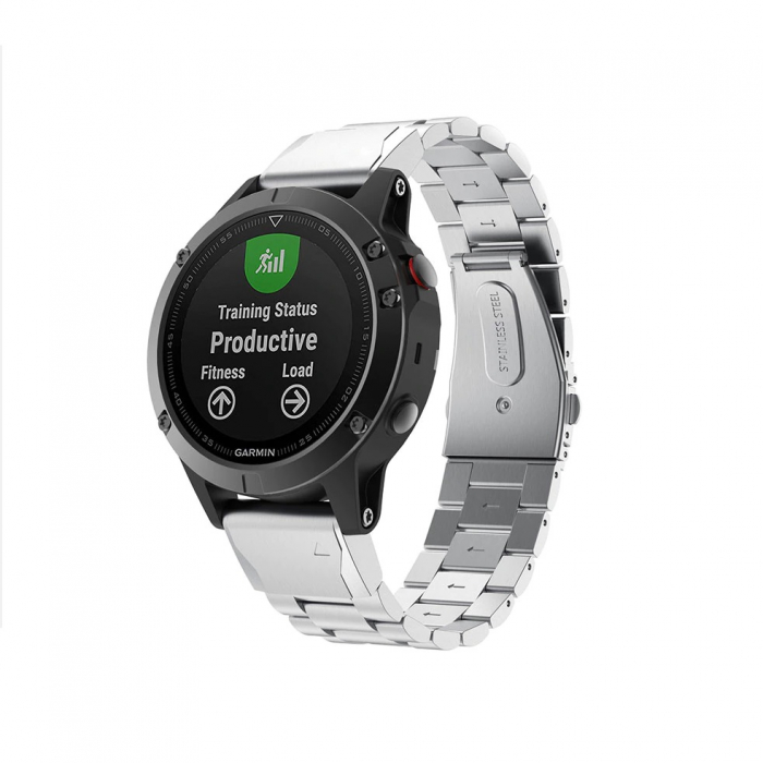 Curea compatibila Garmin Fenix 6X / 6x pro solar/ 5x / 5x Puls / Fenix 3 / 3 HR / 3 sapphire / D2 Bravo / Quaitx3 / Tactix Bravo / Descent Mk1, 26 mm, din otel inoxidabil cu sistem Quick release smart [3]