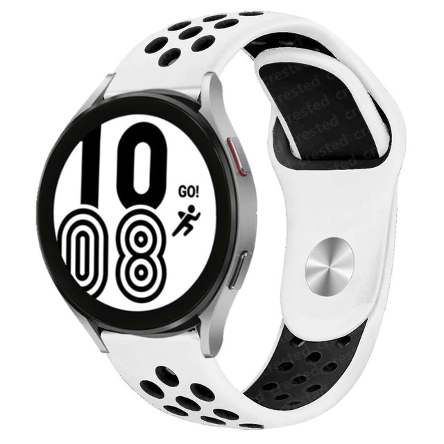 Curea compatibila smartwatch Samsung Gear S3 / Frontier , 22 mm , Quick Release , perforata, Alb / Negru [2]