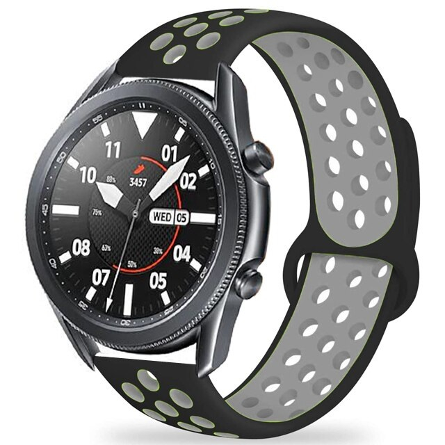 Curea compatibila smartwatch Samsung Gear S3 / Frontier, 22 mm, Quick Release, perforata, Negru / Gri [3]