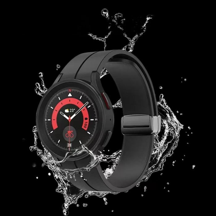 Curea compatibila smartwatch Samsung Watch 5 / 4, 20 mm, Quick Release cu inchidere magnetica, Display 40/42/44/45/46mm, Negru [3]