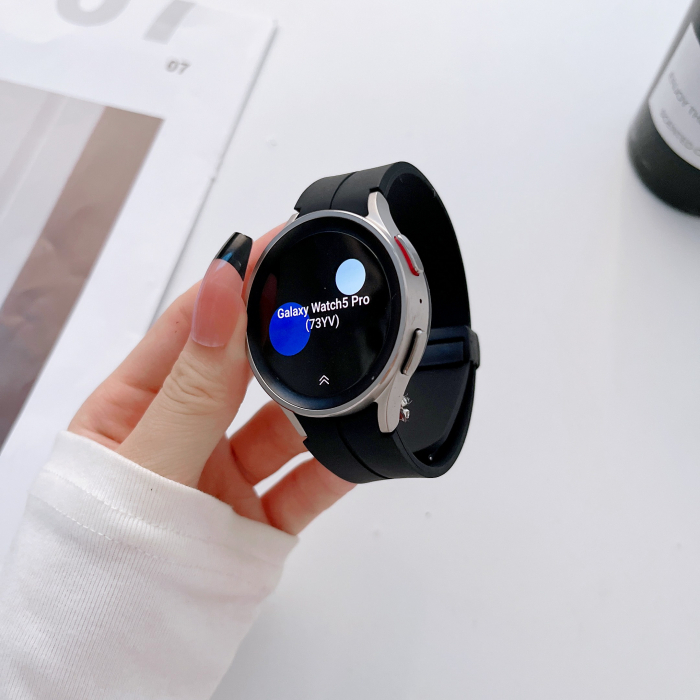 Curea compatibila smartwatch Samsung Watch 5 / 4, 20 mm, Quick Release cu inchidere magnetica, Display 40/42/44/45/46mm, Negru [6]