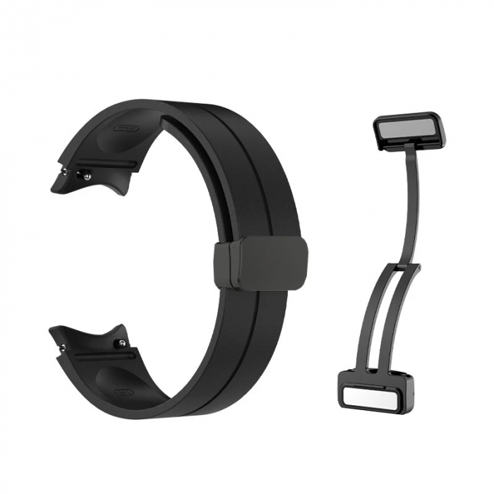 Curea compatibila smartwatch Samsung Watch 5 / 4, 20 mm, Quick Release cu inchidere magnetica, Display 40/42/44/45/46mm, Negru [5]