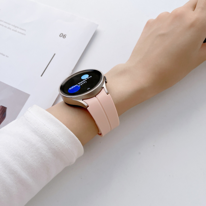 Curea compatibila smartwatch Samsung Watch 5 / 4, 20 mm, Quick Release cu inchidere magnetica, Display 40/42/44/45/46mm, Roz [4]